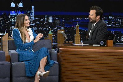 Actress Margot Robbie during an interview with host Jimmy Fallon on Monday, September 19, 2022