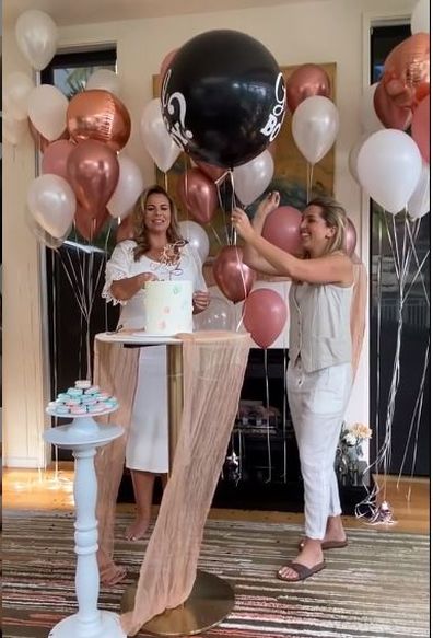 Fiona Falkiner and her fiancée, Hayley Willis host a gender reveal party.