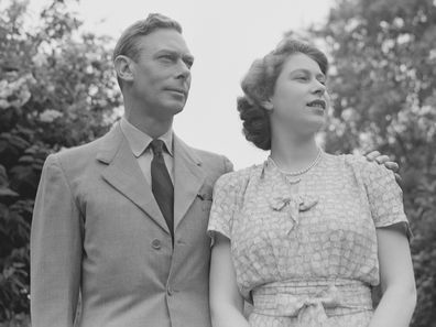 King George VI and Queen Elizabeth in the gardens at Windsor Castle, England on July 8, 1946.  (Photo by Studio Lisa/Getty Images)