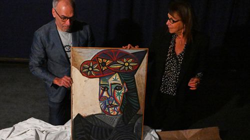 A rediscovered Picasso painting "Bust of a Woman in a Flowery Hat"