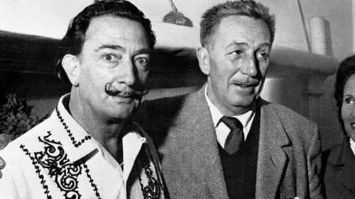 Walt Disney (right) with Spanish artist Salvador Dali (left). (AFP)