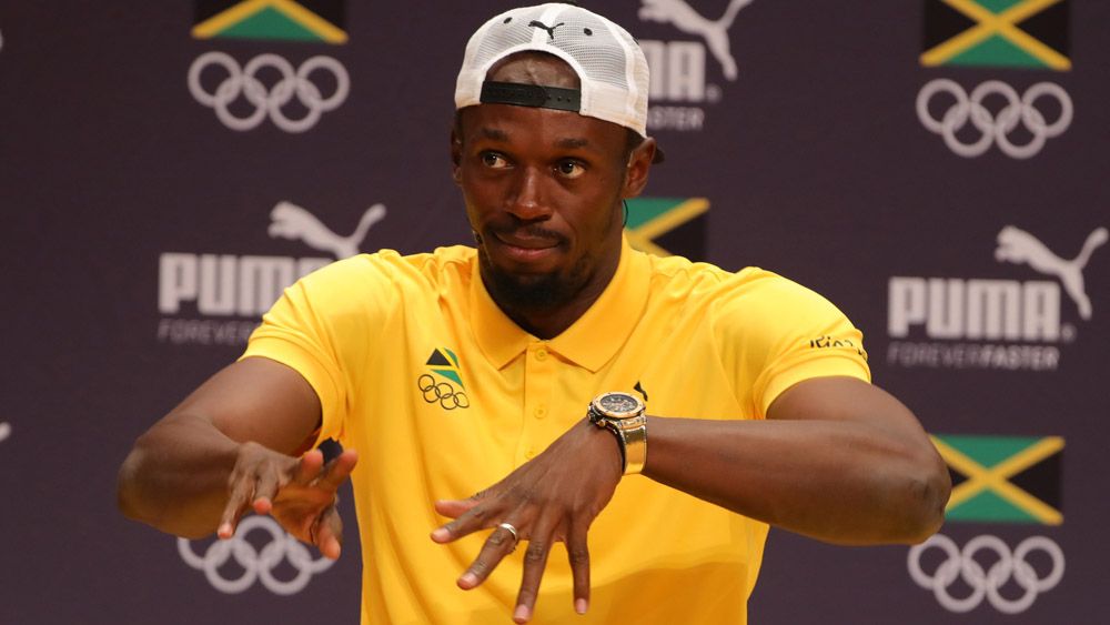 Usain Bolt as his media conference on Monday. (AFP)