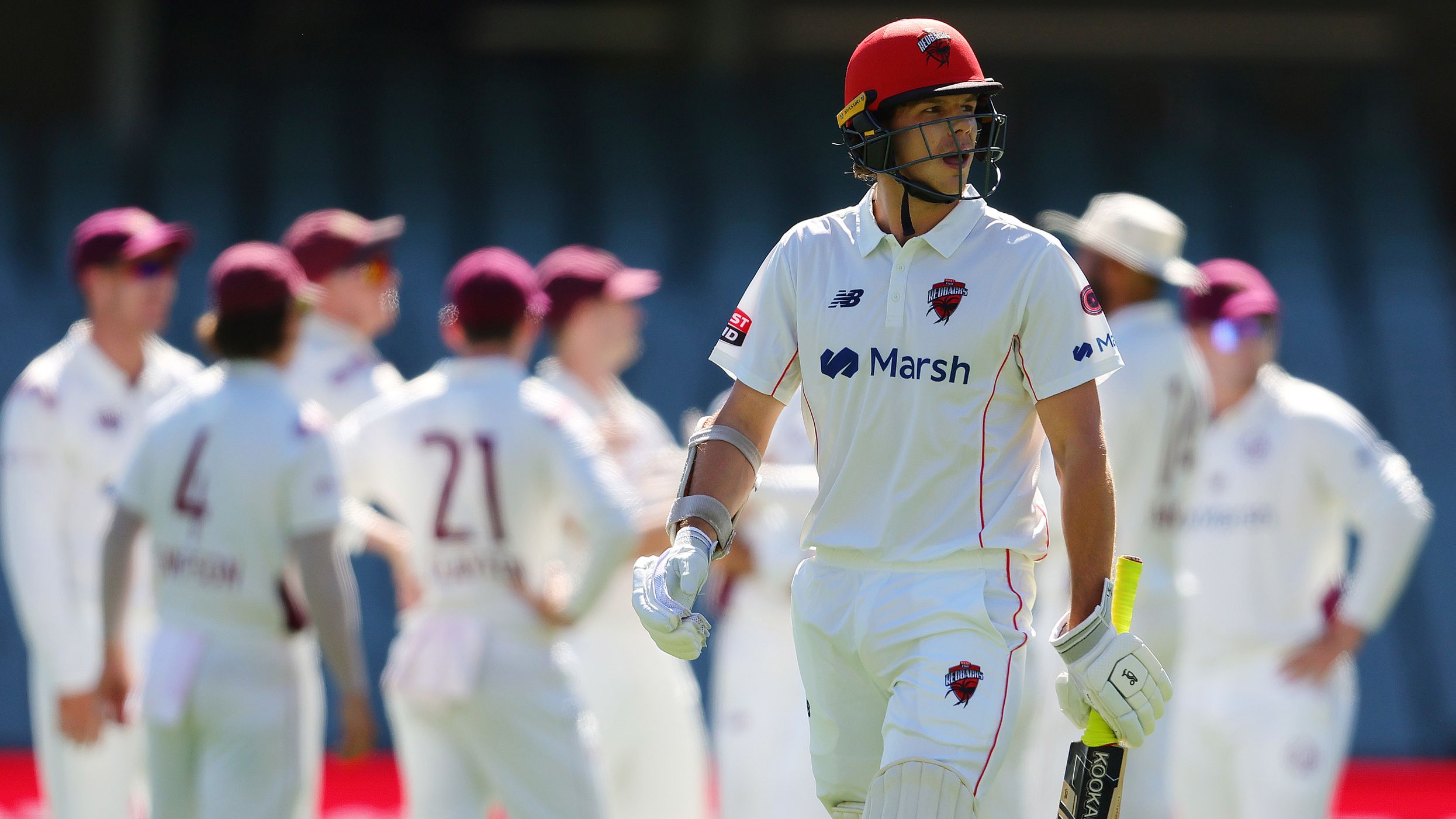 Kyle Brazell of the Redbacks was out for a duck.