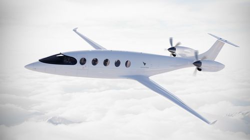 The Alice, seen here in a rendering, is a battery-powered plane by electric aviation company Eviation. It is undergoing testing and will be flying within a few weeks.