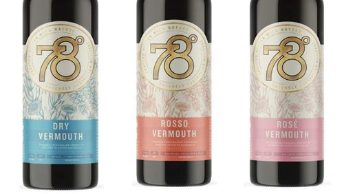 Bottles of vermouth from 78 Degrees Distillery.