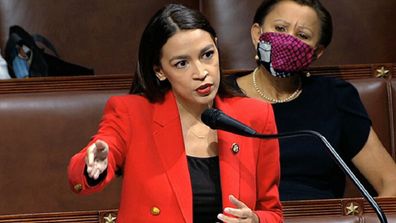 Alexandria Ocasio-Cortez, D-N.Y., speaks on the House floor, Thursday, July 23, 2020 on Capitol Hill in Washington.   