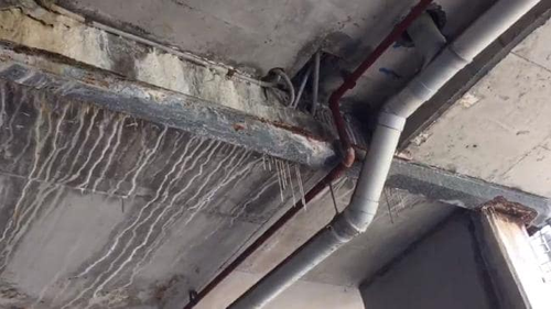 An apartment building in Brisbane that Mr Almeida said has been leaking six years ago.
