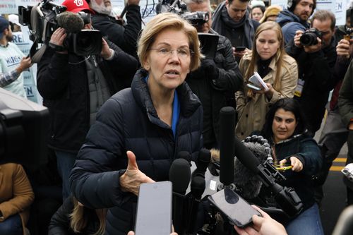 Elizabeth Warren is on the rise within her party, although there are fears she is too liberal to be accepted by mainstream America. 