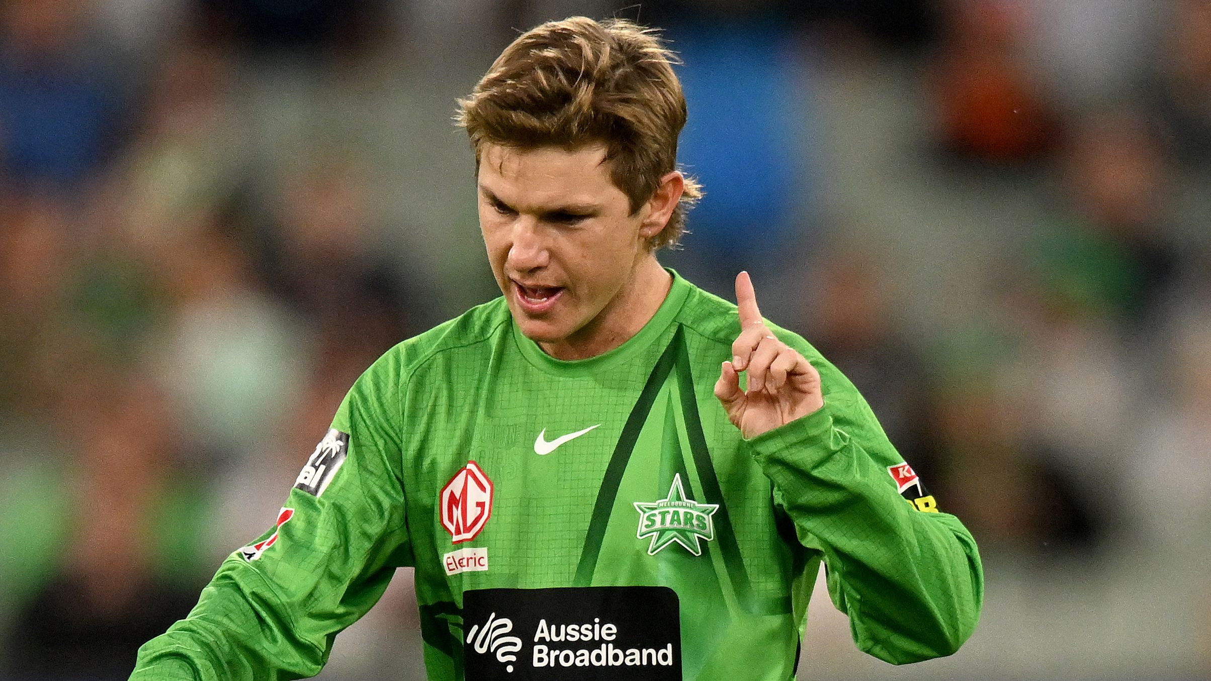 MELBOURNE, AUSTRALIA - JANUARY 03: Adam Zampa of the Stars reacts after attempting a mankad dismissal on Tom Rogers of the Renegades during the Men&#x27;s Big Bash League match between the Melbourne Stars and the Melbourne Renegades at Melbourne Cricket Ground, on January 03, 2023, in Melbourne, Australia. (Photo by Morgan Hancock/Getty Images)