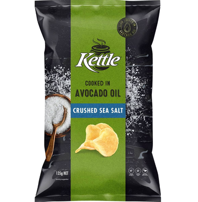 Kettle Chips Cooked In Avocado Oil Crushed Sea Salt 135g