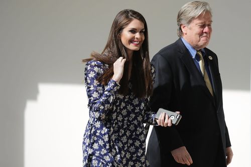 Hicks with former White House strategist Steven Bannon (AAP)