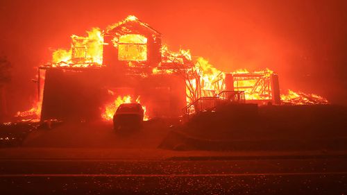 A home burns in Fountaingrove, Santa Rosa. (AP)