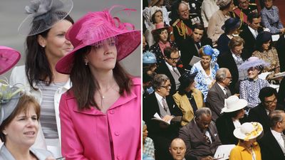 Female guests all wear hats.<span style="white-space: pre;">	</span>