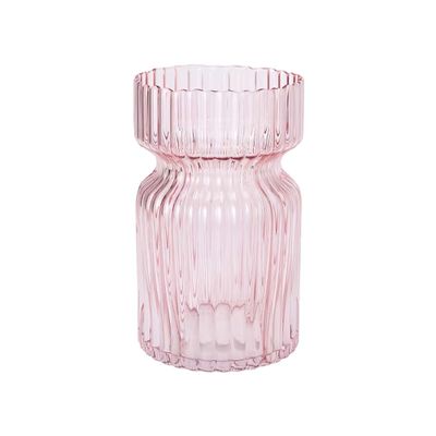 Small Pink Ribbed Vase