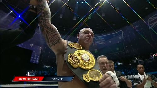 
In 2016, Browne made history by becoming the first Australian to win a heavyweight world title. (9NEWS)