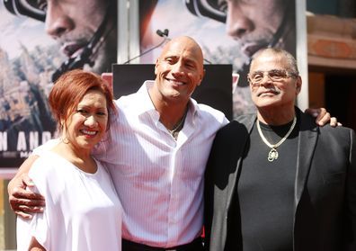 Dwayne 'The Rock' Johnson with dad Rocky Johnson in 2015, along with his mum