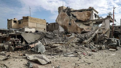 A levelled street in rebel-held  Ghouta. (AP).