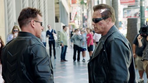 Arnold Schwarzenegger pranks fans by posing as Terminator wax statue