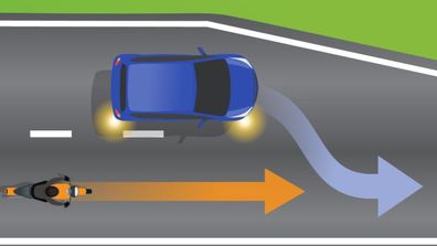 Merging motorcycle car road rules Queensland 