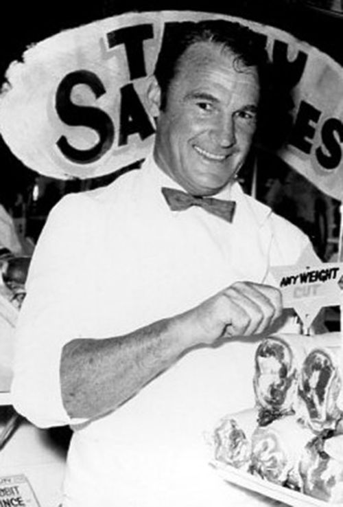 Mr Corey working for Rugless Butchers in the early 1970s. (Supplied)