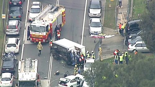Four vehicles were involved in the incident in Sydney's west. (9NEWS)