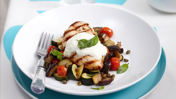 Ratatouille with char-grilled chicken