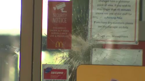 A McDonald's outlet was also targeted overnight. (9NEWS)