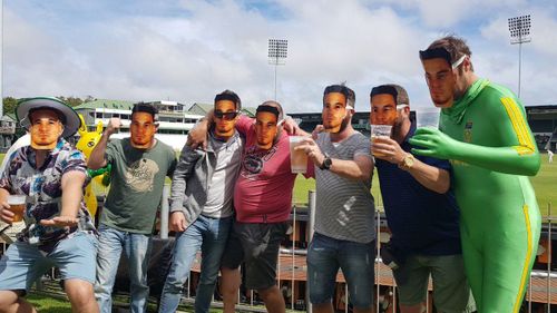 South African fans wore Sonny Bill Williams masks during the test series against Australia. (Supplied)