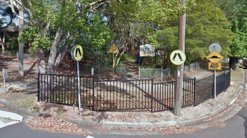 Outside Pennant Hills Public School, where the child was reported missing from.