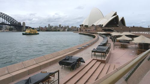 Opera Bar at the Sydney Opera House is seen empty prior to reopening.
