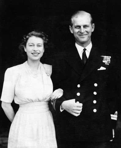 Prince Elizabeth and Philip pose for their first engagement pictures