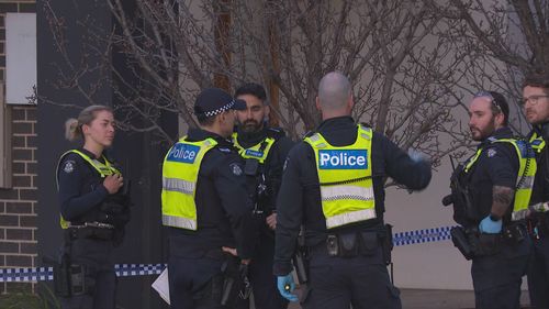 A group of teenagers have allegedly stormed a house party armed with machetes, stabbing three people this morning. 