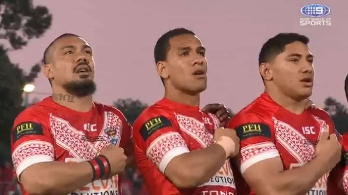 Kangaroos stunned by Tonga fans singing Australia national anthem