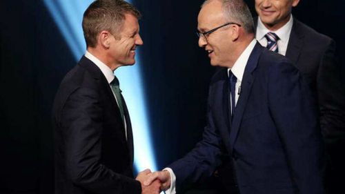 NSW Premier Mike Baird and Leader of the Opposition Luke Foley take part in the Leaders Debate in Sydney. (AAP)