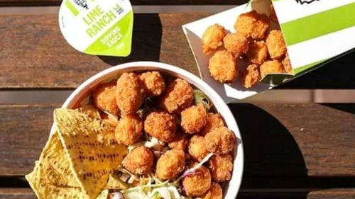 KFC's wicked plant-based popcorn chicken launched in some NSW stores last month.