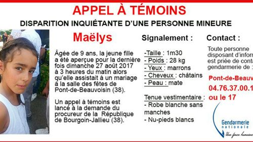 French police are widening their search for a 9-year-old girl who disappeared during a wedding in the Alps. (AAP)