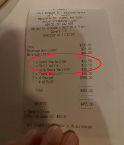 Can you spot the unfair charge on this restaurant receipt?