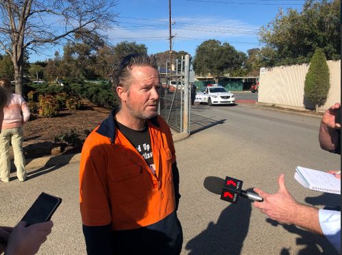 "I got a few burns from the splashes, the sparks" said worker Chris Higgins. Picture: 9NEWS/ Mimi Becker 