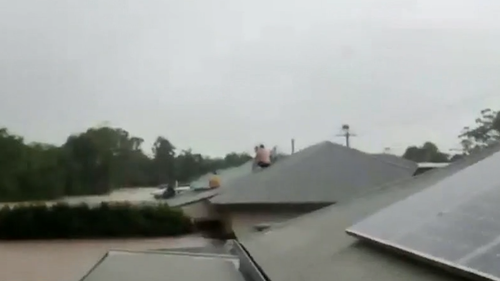 Family stranded on roof Casino Street Lismore Today help rescue in floods