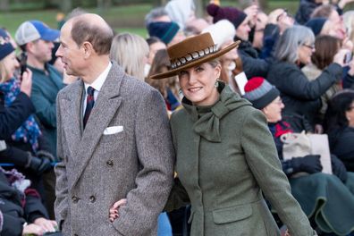Sophie, Duchess of Edinburgh and Prince Edward, Duke of Edinburgh attend the Christmas Day service at St Mary Magdalene Church on December 25, 2023 in Sandringham, Norfolk. 