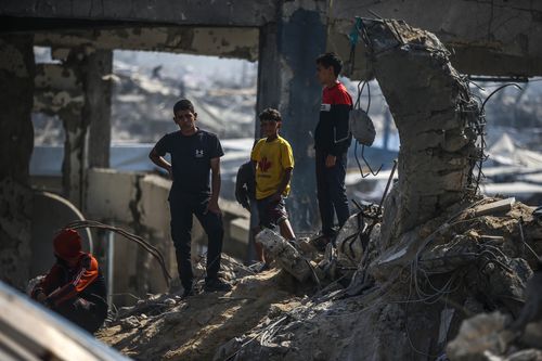 GAZA CITY, GAZA - MAY 10: A view of the destruction after Israeli army targeted the United Nations Relief and Works Agency for Palestine Refugees in the Near East (UNWRA) building in Jabalia Camp in Gaza Strip on May 10, 2025. (Photo by Mahmoud ssa/Anadolu via Getty Images)
