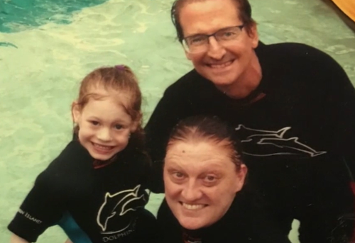 The family had taken their five-year-old daughter to Singapore to swim with dolphins. Picture: 9NEWS