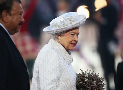 Queen Elizabeth II, Patron of the CGF smiles during the Opening Ceremony for the Glasgow 2014 Commonwealth Games. (Getty)