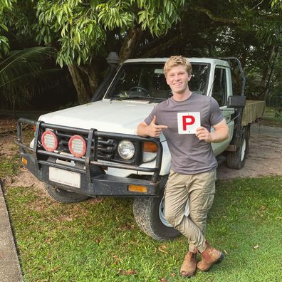 Robert Irwin received his driver's license in time to visit his new niece.