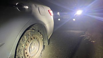 Man allegedly caught driving on car wheel rims while more than three times the limit