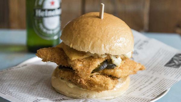 Crown Street Fish Shop's triple stack fish burger