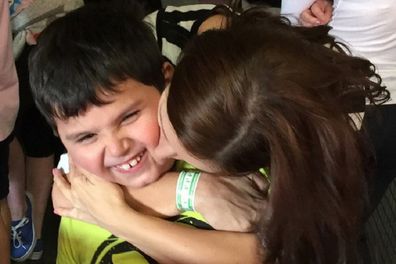 Jo Abi with her son Giovanni who is autistic