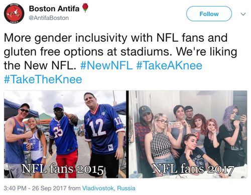 A screenshot of the Boston Antifa tweet. (Twitter)