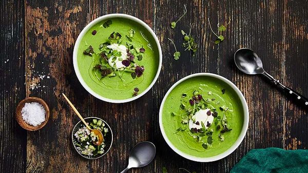 Green cucumber, kale and mint gazpacho