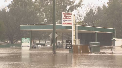 A petrol station underwater in Camden.